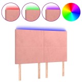 Cumpara ieftin Tablie de pat cu LED, roz, 144x5x118/128 cm, catifea