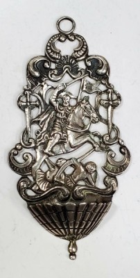Beneditiera, Sfantul Gheorghe Ucigand Balaurul, Recipient din argint pentru apa sfintita, Secol XIX foto