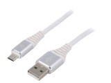 Cablu USB 2.0 A la Micro B Aurit 2m Alb