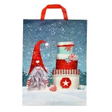 Sacosa Reutilizabila Craciun Gnome, Multicolor, 50x10x70cm, Manere 13cm, Oem