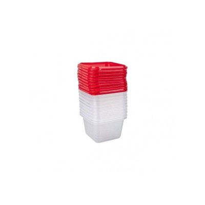 Set 10 cutii alimente, rosii, patrate, 550 ml, Fresco Keep Fresh foto