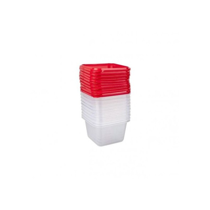 Set 10 cutii alimente, rosii, patrate, 550 ml, Fresco Keep Fresh