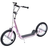HOMCOM Trotinetă patinete Mari Roți pneumatice &Oslash; 41 cm cu pegs Roz | Aosom Romania