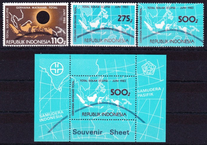 DB1 Indonezia 1983 Eclipsa Totala de Soare 3 v. + SS MNH
