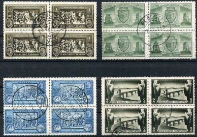 1933 , Lp 104 , Centenarul orasului Turnu Severin - serie stampilata bloc de 4 foto