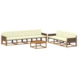 vidaXL Set de canapele de exterior cu pernă 8 pcs Natural și Crem 3381290
