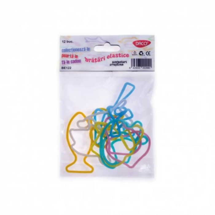 Bratari Elastice DACO, Motive Religioase, 12 Buc/Set, Multicolor, Bratari Elastice, Bratara Elastica, Bratara Multicolora, Bratari Multicolore, Bratar