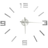 Ceas de perete 3D, argintiu, 100 cm, XXL, design modern