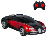 Masinuta sport de jucarie cu telecomanda,model bugatti, negru/rosu, 24.5x11x9.5 cm
