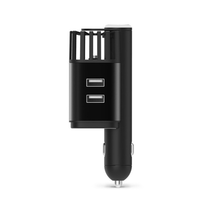 Purificator Auto, 2 in 1, ProClean, negru, 12.1 cm inaltime si 4.8 cm latime, din aliaj de aluminiu si ABS, e 2 porturi USB