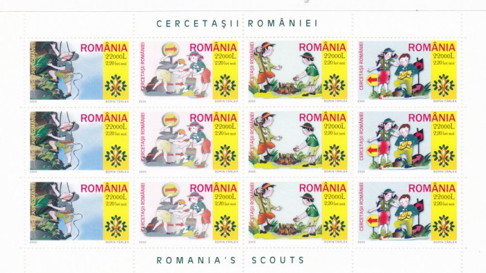 CERCETASII ROMANIEI,MINICOALA DE 12 TIMBRE,2005,Lp.1686a,MNH ** ROMANIA.