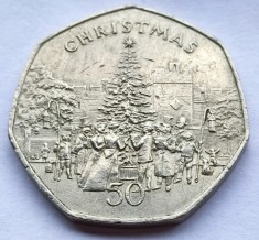 422. Moneda Insula Man 50 pence 1982 (Victorian Carollers)(tiraj 30.000 buc) foto
