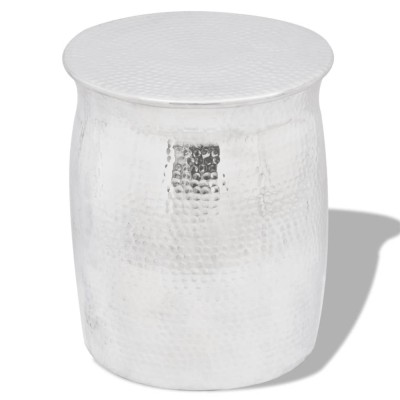 vidaXL Scaun/Masă laterală din aluminiu bătut la ciocan, argintiu foto