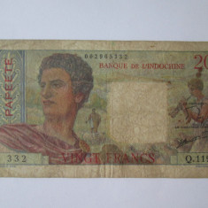 Rara! Papeete(Tahiti) 20 Francs 1951,bancnota din imagini