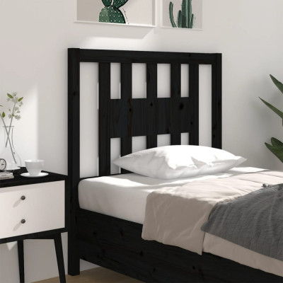Tăblie de pat, negru, 96x4x100 cm, lemn masiv de pin foto