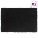 Covoraș de ușă, 2 buc., negru, 40x60 cm, fibre de cocos
