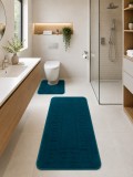 Cumpara ieftin Set 2 Covorase Baie Ethnic 2595, Marimi 60 x 100 50 x 60 cm, Turcoaz, Antiderapant, Antialergic, Polipropilena