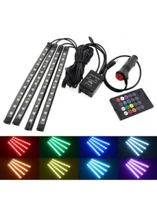 Kit 4 Lumini Ambientale RGB cu telecomanda, 12V, 12 LED, 22 cm LAL-12 foto