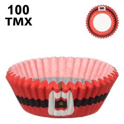 Forme de Copt, Crăciun, Culoare Roșu, Set 100 Bucăți, 10.5 cm, Model Curea Moș Crăciun foto