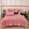 Lenjerie de pat dublu cocolino,4 piese cu elastic,roz cu inimioare-A956, Jojo Home