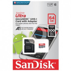 Carduri de memorie, card de memorie sandisk micro sd ultra, 64gb, class 10 foto