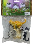 Set 4 Figurine Pisici The Cat World, Plastic Multicolor, Jucarie Copii 3+ ani