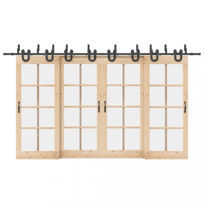 vidaXL Set feronerie pentru uși glisante, negru, 400 cm, oțel 3295754 foto