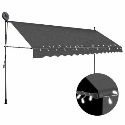 vidaXL Copertină retractabilă manual cu LED, antracit, 350 cm 145867 foto