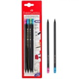 Set Creioane Faber Castell, Cu Radieră, 4 Bucăți, Negru
