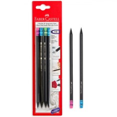 Set Creioane Faber Castell, Cu Radieră, 4 Bucăți, Negru