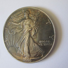 USA 1 Dollar American Silver Eagle 1990 argint 999 cu patină deosebită