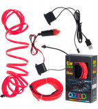 Kit banda LED auto, lumina ambientala 5M 12V / USB rosu