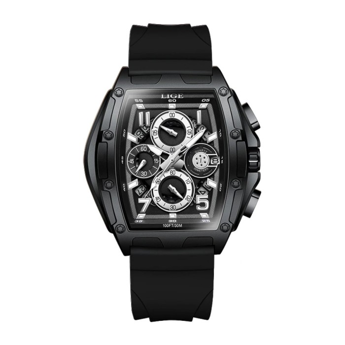Ceas Barbati Lige 89110 Negru , Design Casual, Functii Multiple, Afisaj Luminos, Rezistent la Apa 3ATM