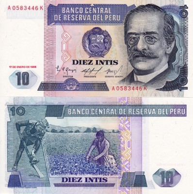 PERU 10 intis 1986 UNC!!! foto
