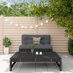 Set mobilier relaxare gradina, 2 piese, negru, lemn masiv pin GartenMobel Dekor