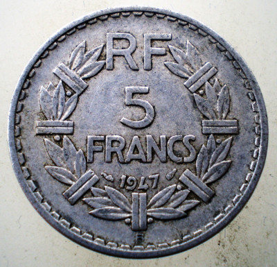 1.138 FRANTA 5 FRANCS FRANCI 1947 B foto