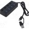 Hub USB 3.2 LOGILINK negru cu 4 porturi USB A și USB C, cablu 0,6m, alimentare externă