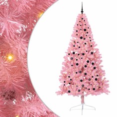 vidaXL Pom de Crăciun artificial pre-iluminat Roz 240 cm PVC 3397103