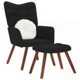 Gossi scaun de relaxare cu taburet, negru, catifea