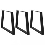 VidaXL Picioare de masă &icirc;n formă de V, 3 buc., negru, 100 x (72-73,3) cm, oțel