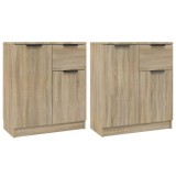 Servante, 2 piese, stejar sonoma, 60x30x70 cm, lemn prelucrat