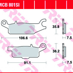 Set placute frana fata stanga TRW MCB801SI - ATV Yamaha YFM Raptor 250cc - YFM Grizzly (09-11) 550 - YFM Grizzly (07-13) 700cc