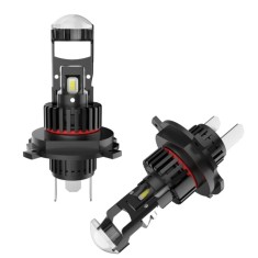Set 2 becuri auto LED cu lupa, H4, 2 faze, 280W, 12V, 6500K, Canbus, fara eroare, +300%, BZRSH