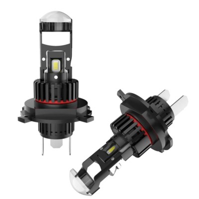 Set 2 becuri auto LED cu lupa, H4, 2 faze, 280W, 12V, 6500K, Canbus, fara eroare, +300%, BZRSH foto