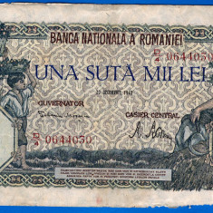 (69) BANCNOTA ROMANIA - 100.000 LEI 1946 (20 DECEMBRIE 1946), FILIGRAN ORIZONTAL