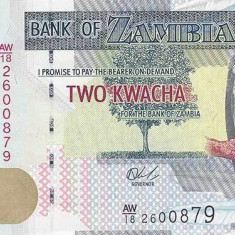 ZAMBIA █ bancnota █ 2 Kwacha █ 2018 █ P-56 █ UNC █ necirculata