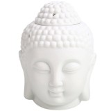 Lampa aromaterapie Buddha, vas mare pentru ardere lumanare si ulei sau tamaie, ceramica alb 14 cm