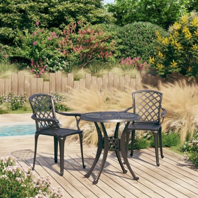 Gossi set mobilier bistro, 3 piese, negru, aluminiu turnat foto