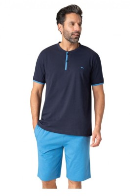 Pijamale cu maneca scurta pentru barbati Eminence Chic Timeless, albastru, M - OUTLET foto