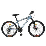 Bicicleta MTB-HT Carpat C2499A Montana, 21 Viteze, Cadru Aluminiu, Roti 24inch, Frane pe Disc (Albastru/Gri)